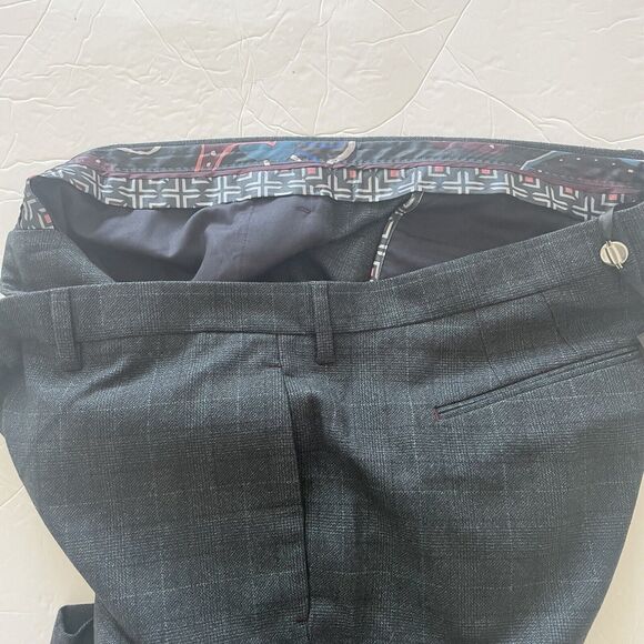 Ted Baker London Men’s Dress Pants 38R Navy Herringbone Wool Blend NWT Formal - Picture 9 of 12